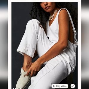 Free People white overalls size Med New with tags